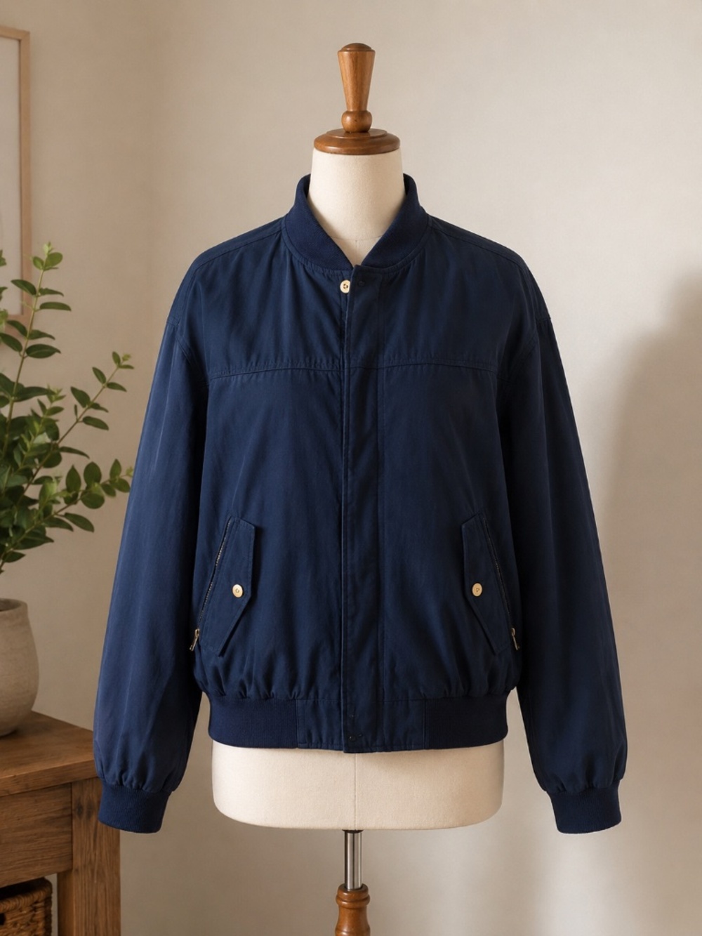 Men’s La Paz by Catalina Navy Blue Bomber Jacket Size L Cotton Blend